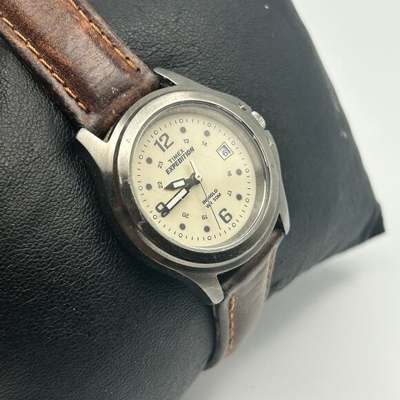 Timex Expedition Women’s Stainless Steel Brown Leather Watch, 32mm Working - Picture 2 of 8